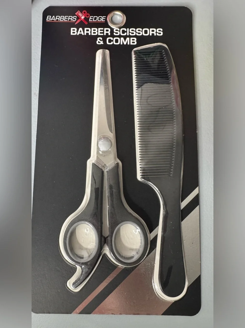 Barbers edge Black Scissors & Comb Grooming Set 2pcs Kit